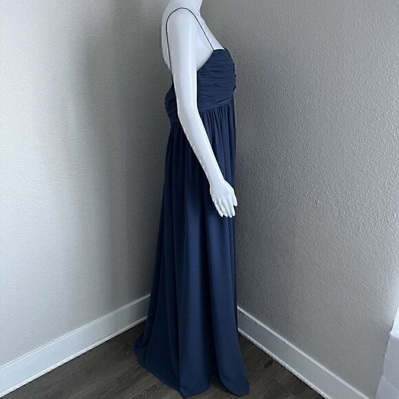 Amsale Maternity Size 12 Janan Maxi French Blue Flat Chiffon Bridesmaid Wedding - Picture 10 of 12